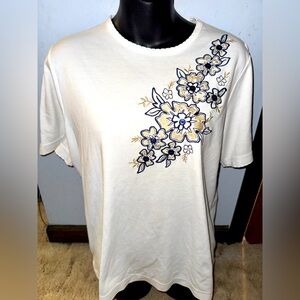 Bon worth embroidered floral top size large